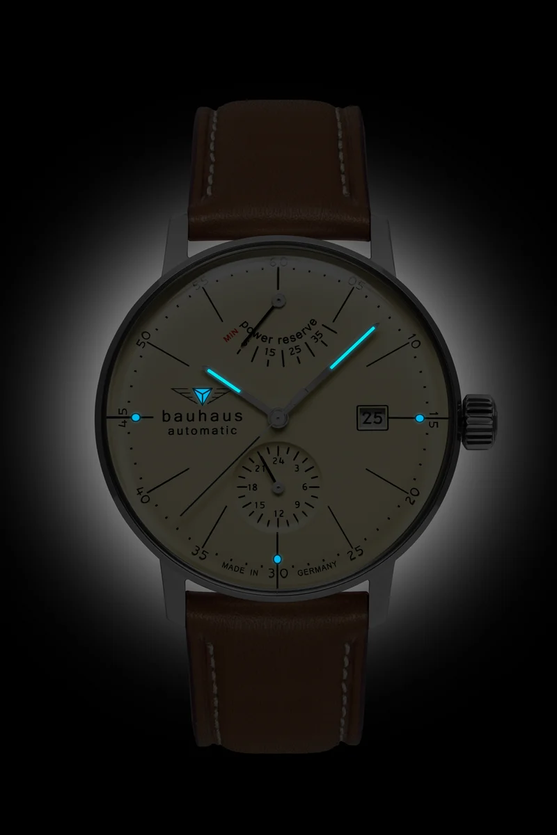 Bauhaus Dessau 2060-5 Herren Armbanduhr • Automatik mit Gangreserveanzeige • Made in Germany