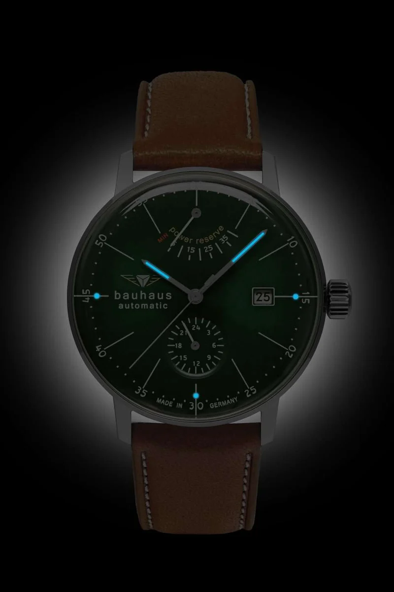 Bauhaus Dessau 2060-4 Herren Armbanduhr • Automatikwerk mit Gangreserveanzeige • Mineralglas K1