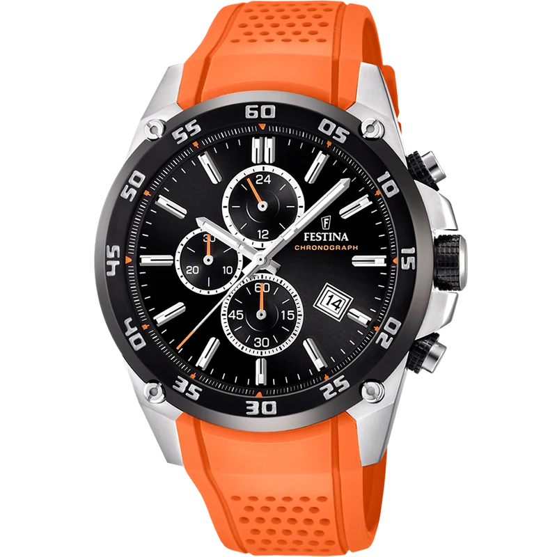 Festina The Originals F20330/4 Herren Armbanduhr Schwarz • Chronograph • Mineralglas