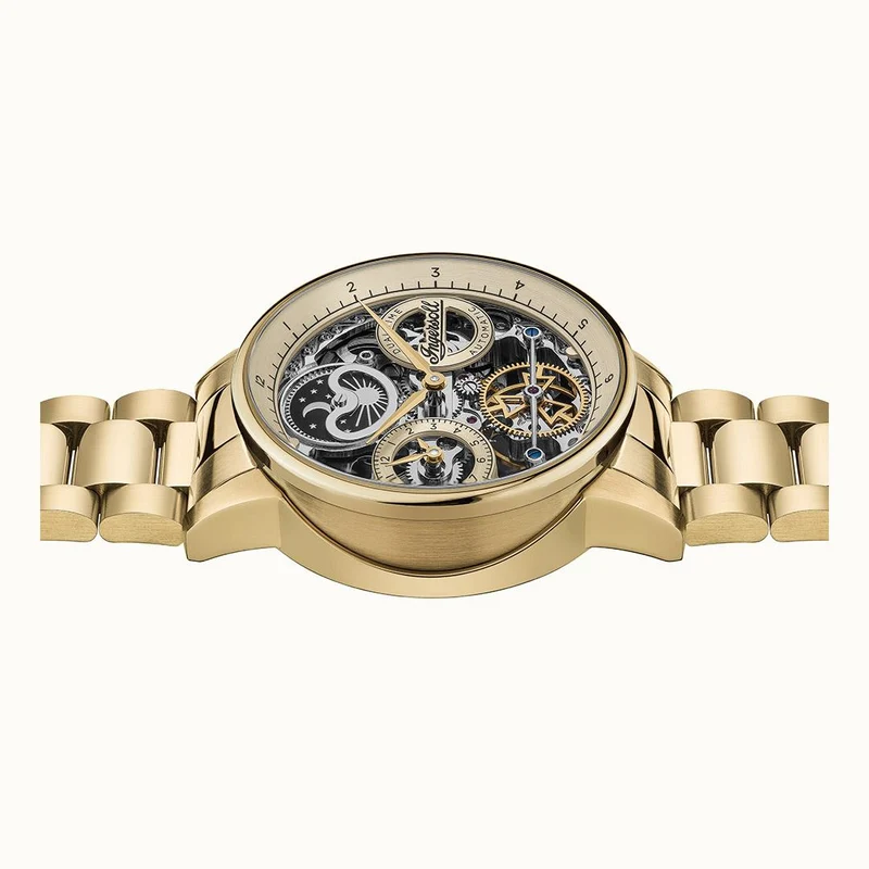 Ingersoll 1892 The Jazz I07711 Herren Armbanduhr Gold • Automatikwerk • Mondphase & Dual Time