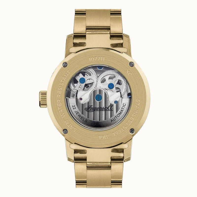 Ingersoll 1892 The Jazz I07711 Herren Armbanduhr Gold • Automatikwerk • Mondphase & Dual Time