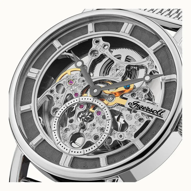 Ingersoll 1892 The Herald I00405B Herren Armbanduhr Silber • Skelettiertes Automatikwerk • Mineralglas