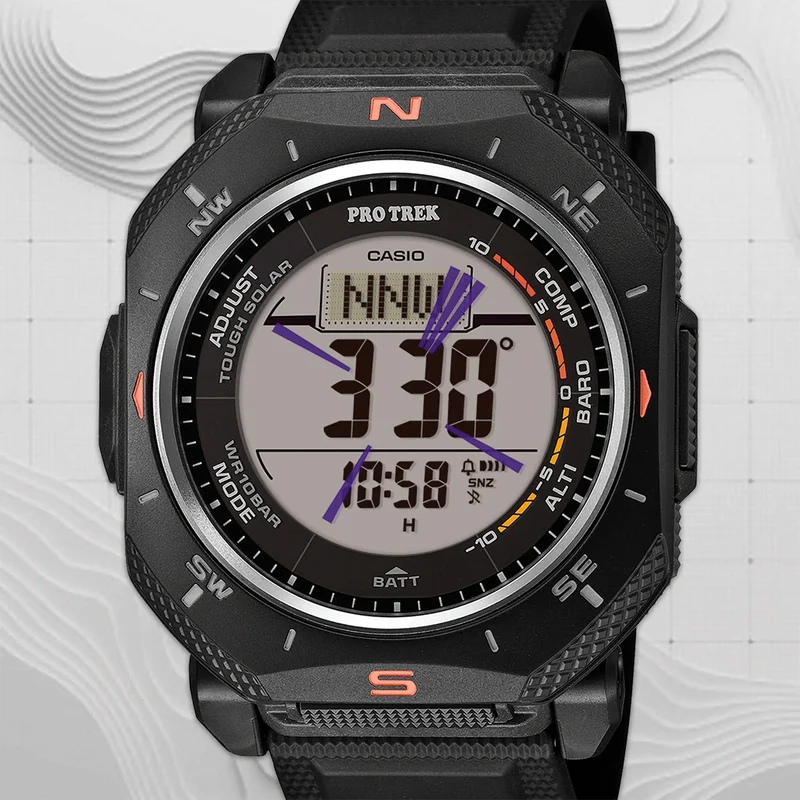 Casio Pro Trek PRG-69-1ER Herren Armbanduhr Schwarz • Solarbetrieb • Triple Sensor