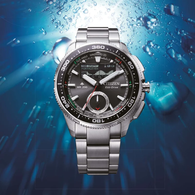Citizen PROMASTER Wave Tracker JV3001-53E Herren Armbanduhr Schwarz • Eco-Drive Solar • Gezeitengraph & Regatta-Timer