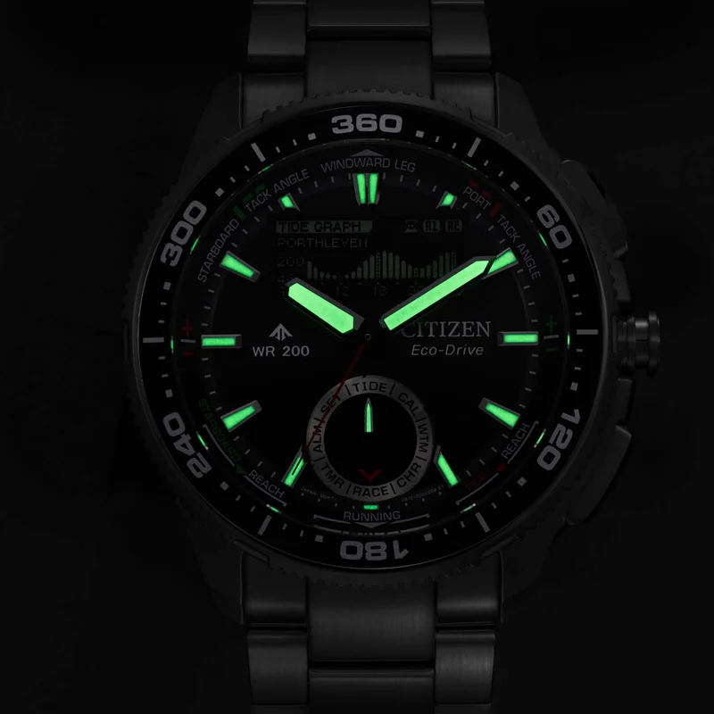 Citizen PROMASTER Wave Tracker JV3001-53E Herren Armbanduhr Schwarz • Eco-Drive Solar • Gezeitengraph & Regatta-Timer