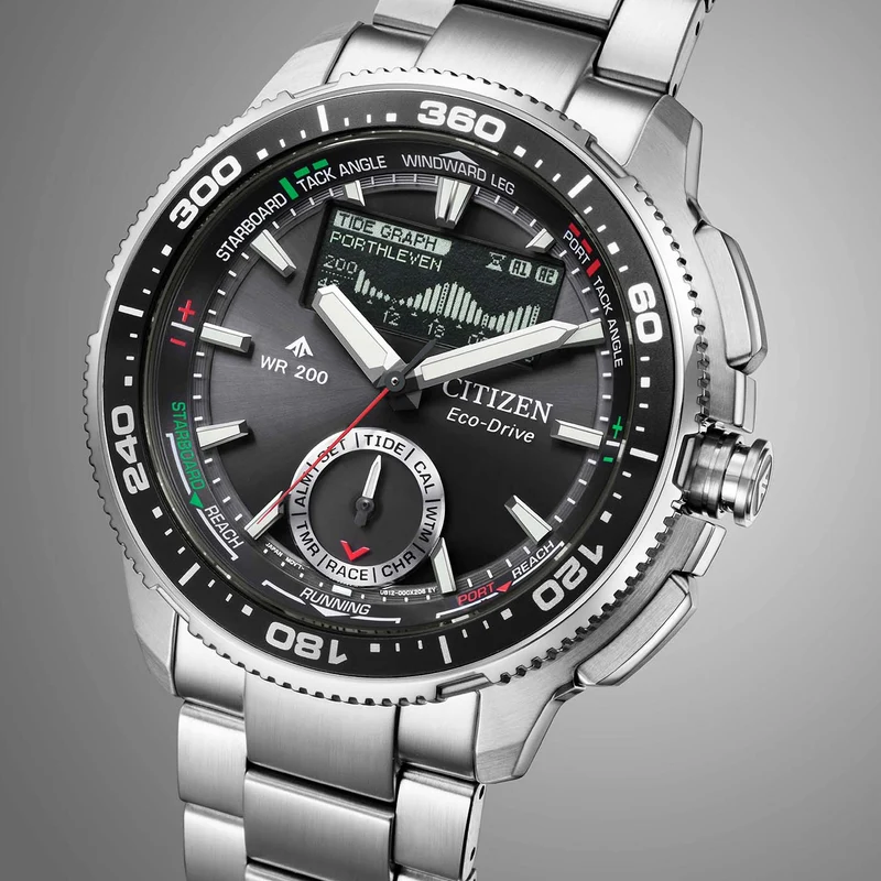 Citizen PROMASTER Wave Tracker JV3001-53E Herren Armbanduhr Schwarz • Eco-Drive Solar • Gezeitengraph & Regatta-Timer