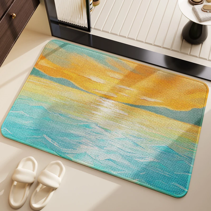 Badezimmerteppich mit Berglandschaft für Badezimmerdekoration