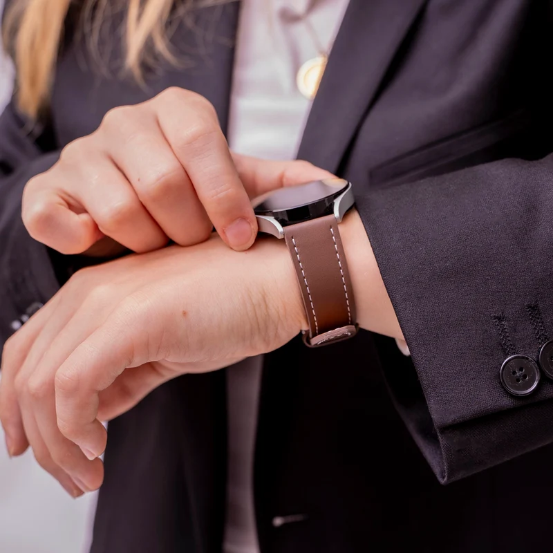 Zenwatch Venice Pro Lederarmband 'One Push' (Dunkelbraun)