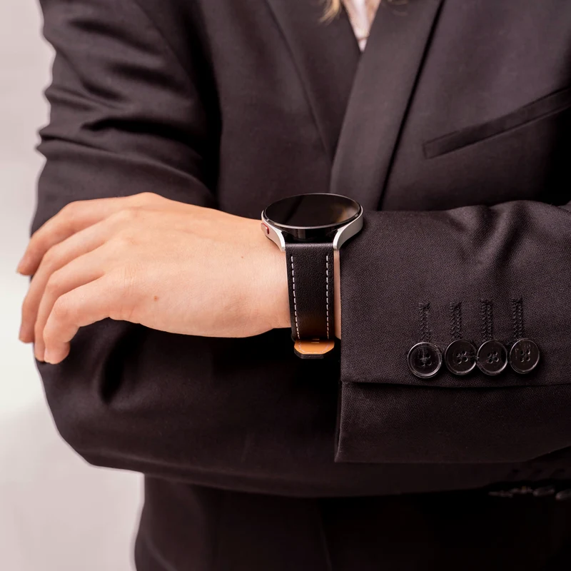 Zenwatch Venice Pro 2 Lederarmband 'One Push' (Schwarz)