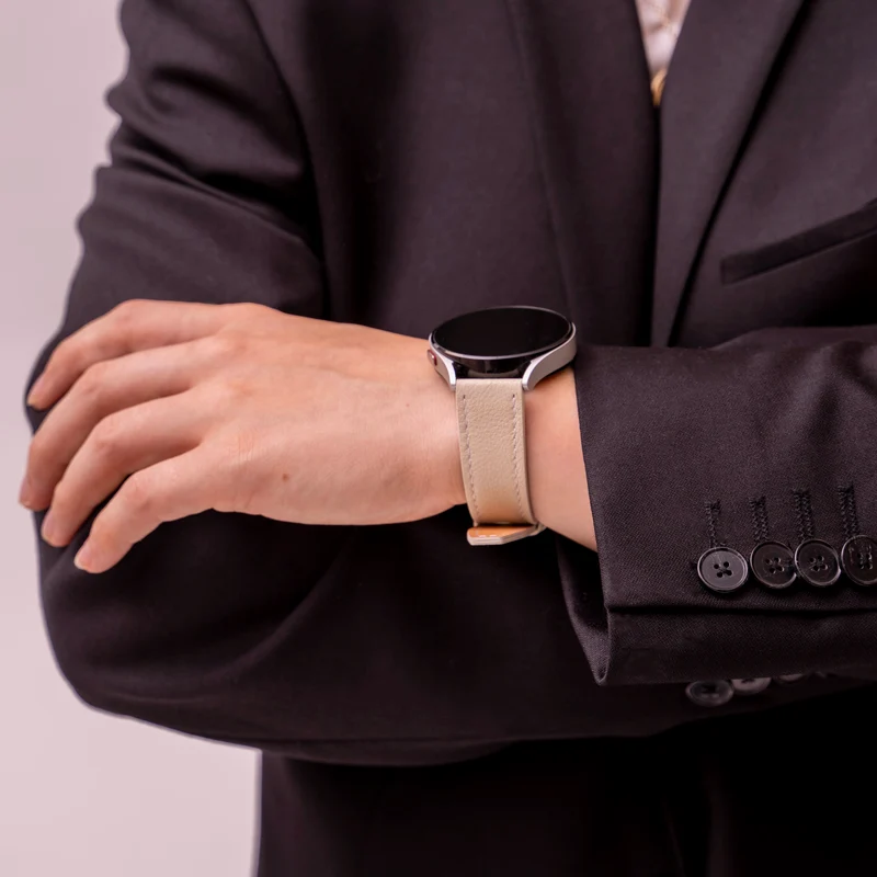 Zenwatch Venice Pro Lederarmband 'One Push' (Beige)