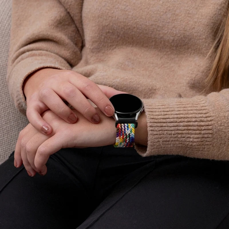 Zenwatch Venice Pro Geflochtenes Armband mit P-Schnalle (Regenbogen)