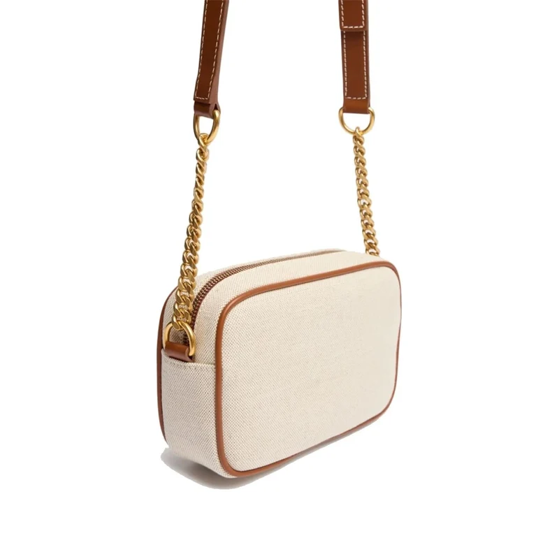 Balmain Schultertasche Damen Logo Natur Braun FN6BB720TCFN_GEM