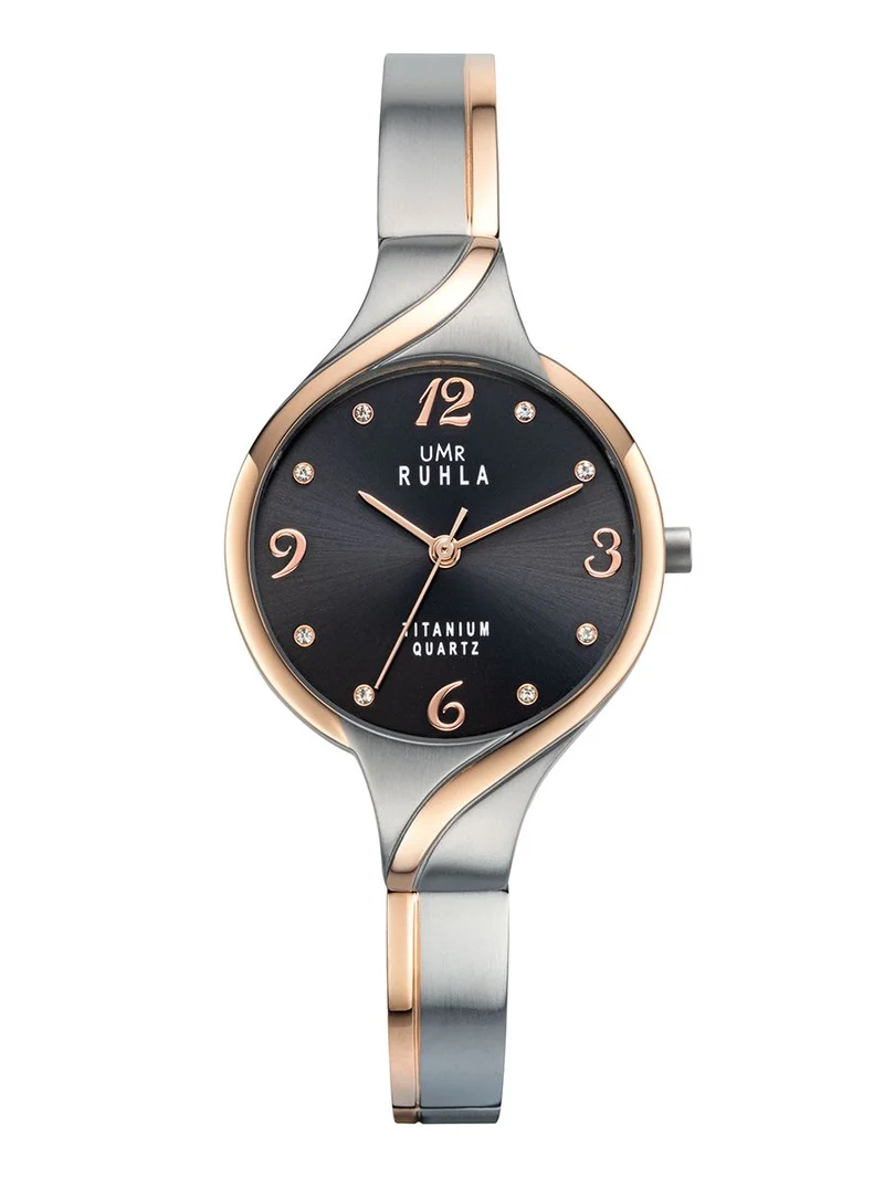 UMR Ruhla RUHLA-Style RS42443 Damenuhr Bicolor • Titan-Halbspangenband • Swarovski Steinchen