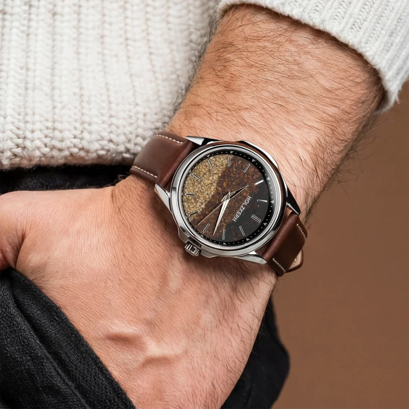 Holzkern Barista's Temptation Armbanduhr Braun • Kaffeebohnen-Zifferblatt • Limited Edition