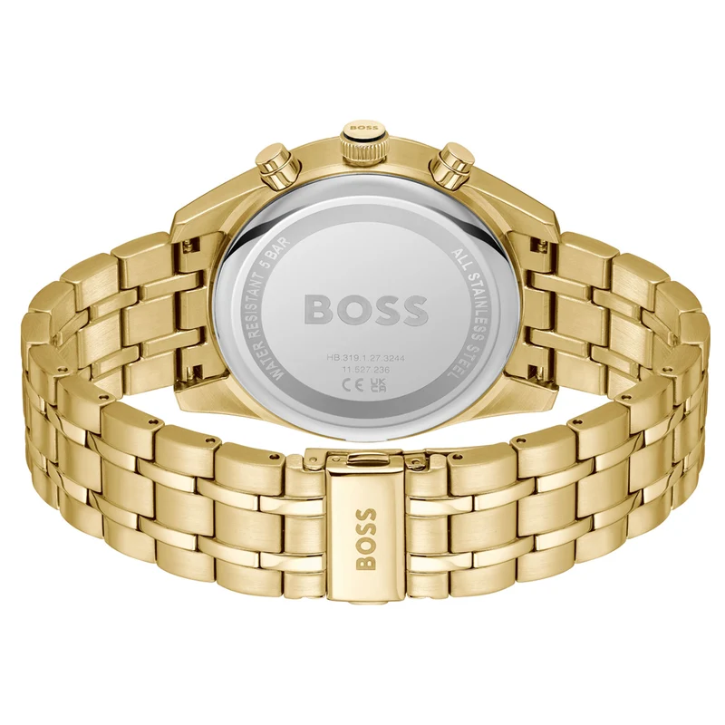 BOSS Skytraveller 1514152 Herren Armbanduhr Goldfarben • Seiko VD51 Quarzwerk • Leuchtzeiger