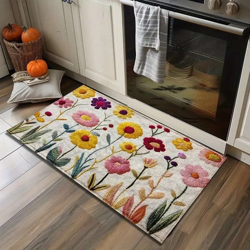 Florale Küchenteppichmatte