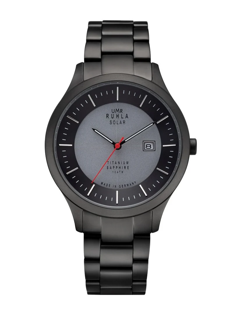 UMR Ruhla RUHLA-Solar RSO95952M Armbanduhr Schwarz-Grau • Solaruhrwerk Epson VS37 • Titangehäuse IP-Gun