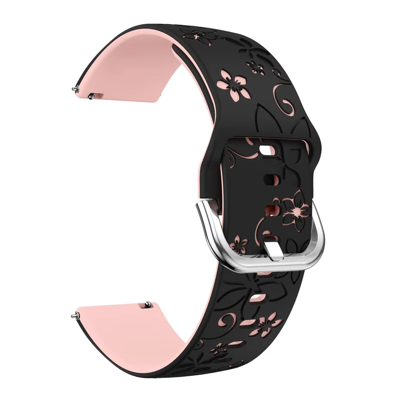 Zenwatch Venice Pro Flower Silikonarmband (Schwarz/Hellrosa)