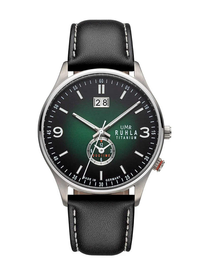 UMR Ruhla RUHLA-Classic RCL17083 Armbanduhr Olivgrün • Titan-Gehäuse • Quarzwerk Ronda 6203B