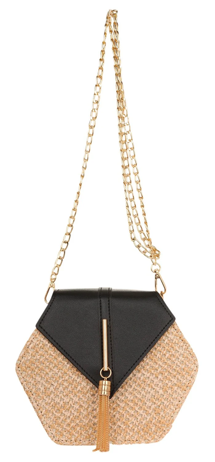 House of Louisa Damen Umhängetasche schwarz/beige LOU1006-BK
