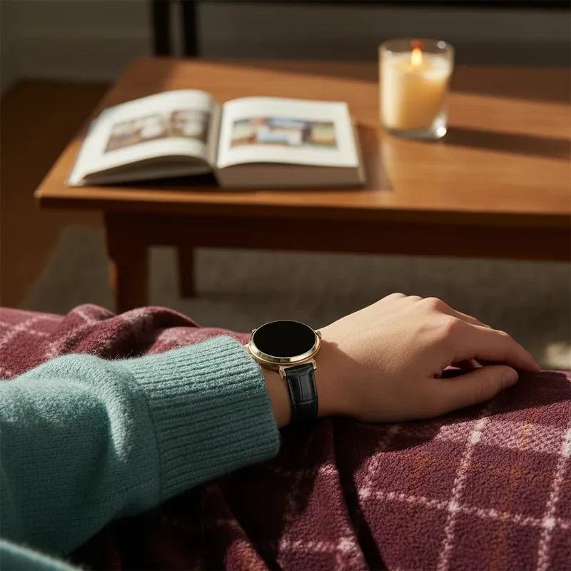 Bandz Zenwatch Lily Gebürstetes Lederarmband Krokodil (Schwarz)
