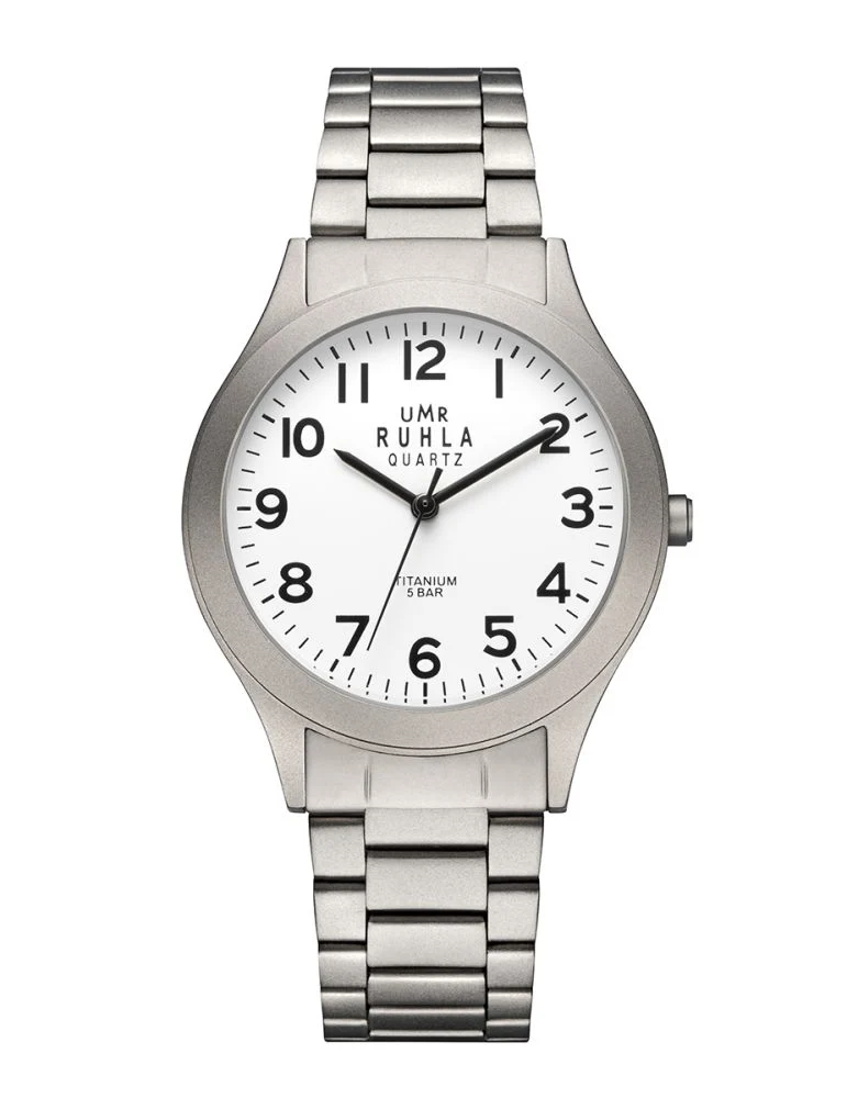UMR Ruhla Basic 1320-3 Armbanduhr Weiß • Titangehäuse • Miyota Quarzwerk
