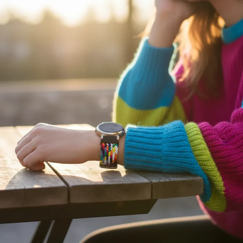 Bandz Zenwatch Lily Gewebtes Nylonarmband (Regenbogen)