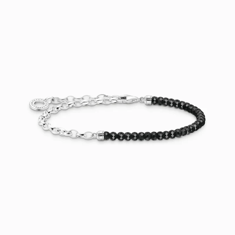 Thomas Sabo Damen Charm-Armband mit schwarzen Onyx-Beads Silber A2100-130-11-L14