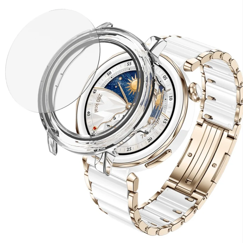 Dauerhaft Huawei Watch GT 5 Pro 42mm Hülle mit Displayschutz in Glas und Plastik