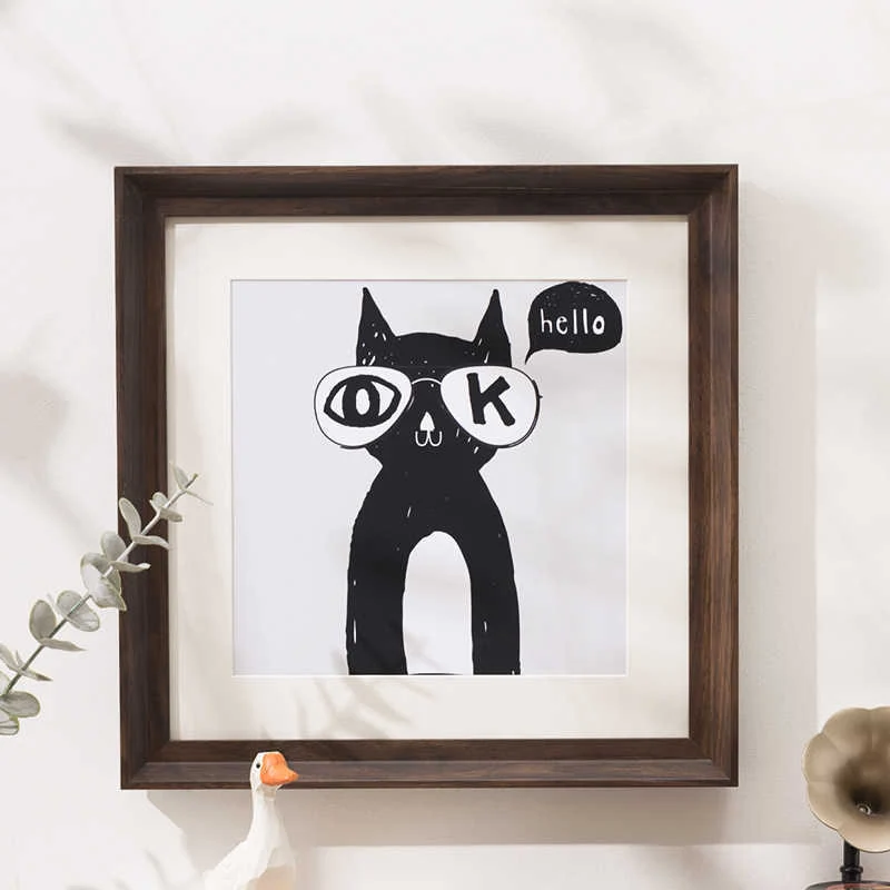 Künstlerische Katzenillustration Bilderrahmen für Wanddekoration