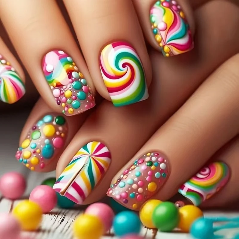 Künstlerisches Candy Swirl Nagelkunst-Set