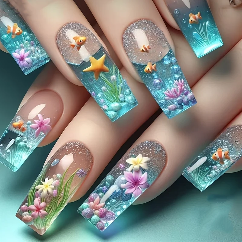 3D Unterwasser Künstlerische Nagelkunst