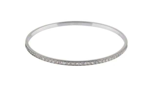 Ernstes Design Damen Edelstahl Armreif mit Zirkonia Silber A1573WH