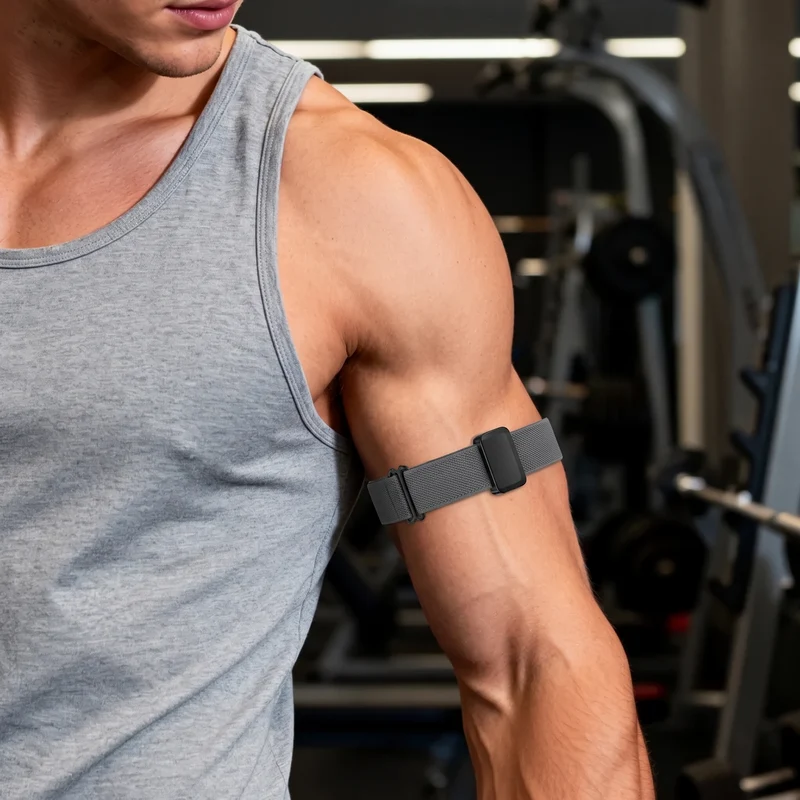 Bandz Fitbit Air Biceps Nylonarmband mit D-Schnalle (Dunkelgrau)