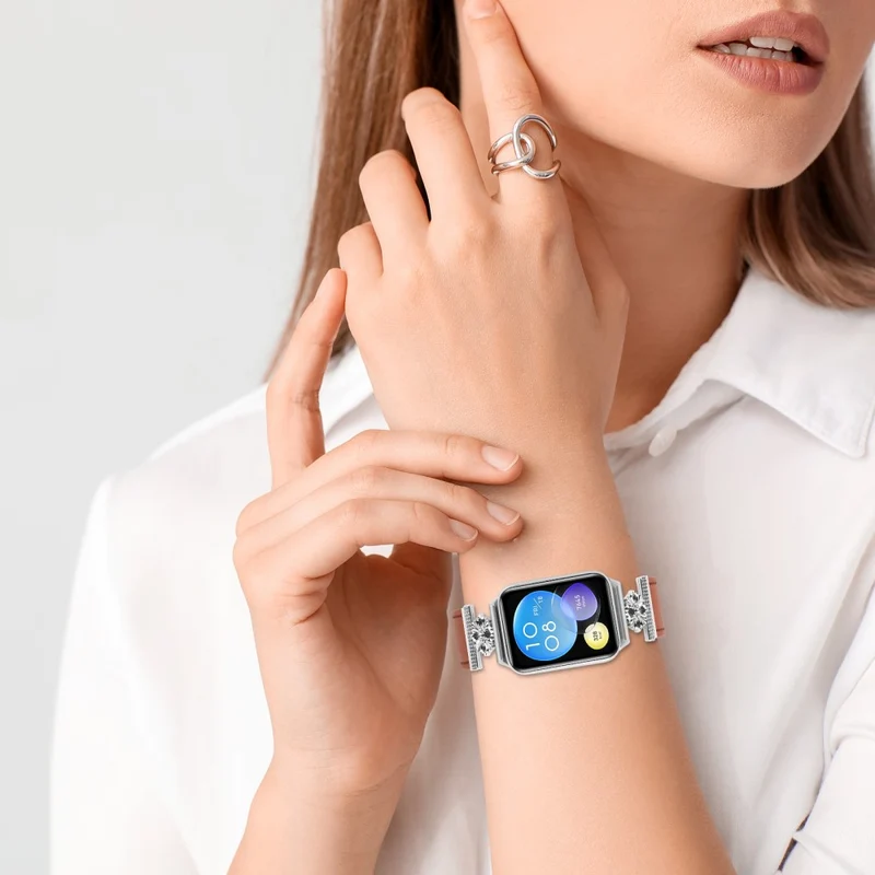 Auffallend Modisch Xiaomi Smart Band 8 Pro Echtes Leder Und Metall Armband