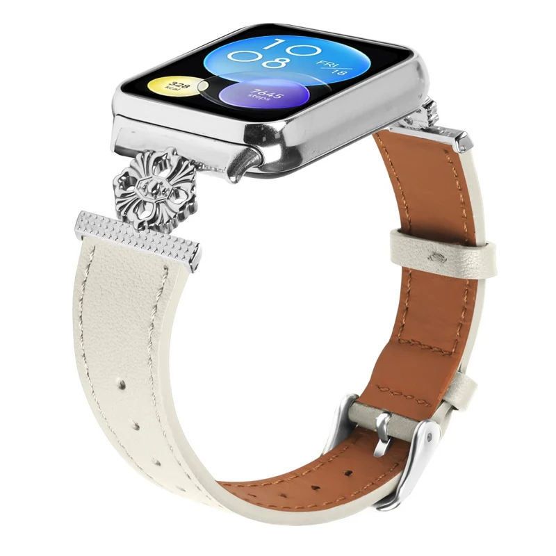 Auffallend Modisch Xiaomi Smart Band 8 Pro Echtes Leder Und Metall Armband