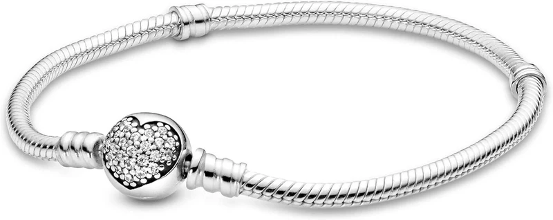Pandora Kettenarmband Damen Moments Funkelndes Herz Sterling Silber Silber 590743CZ-18