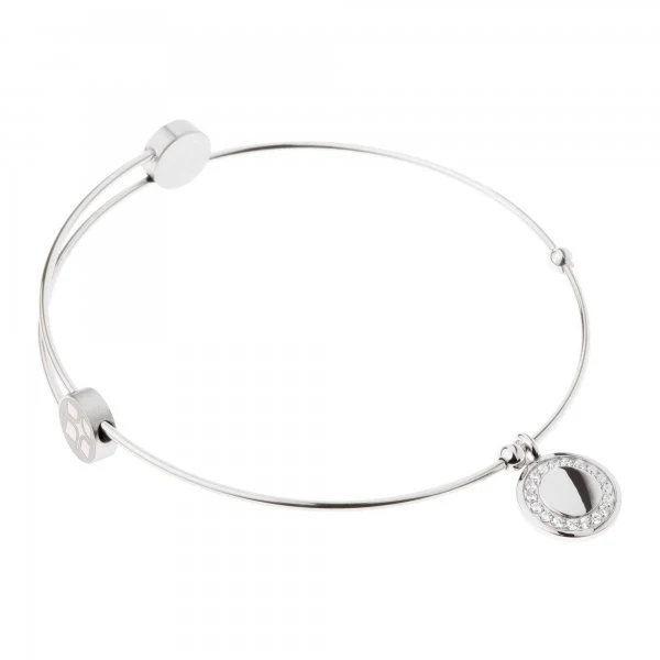 Ernstes Design Damen Armreif mit Zirkonia Coin-Anhänger A40