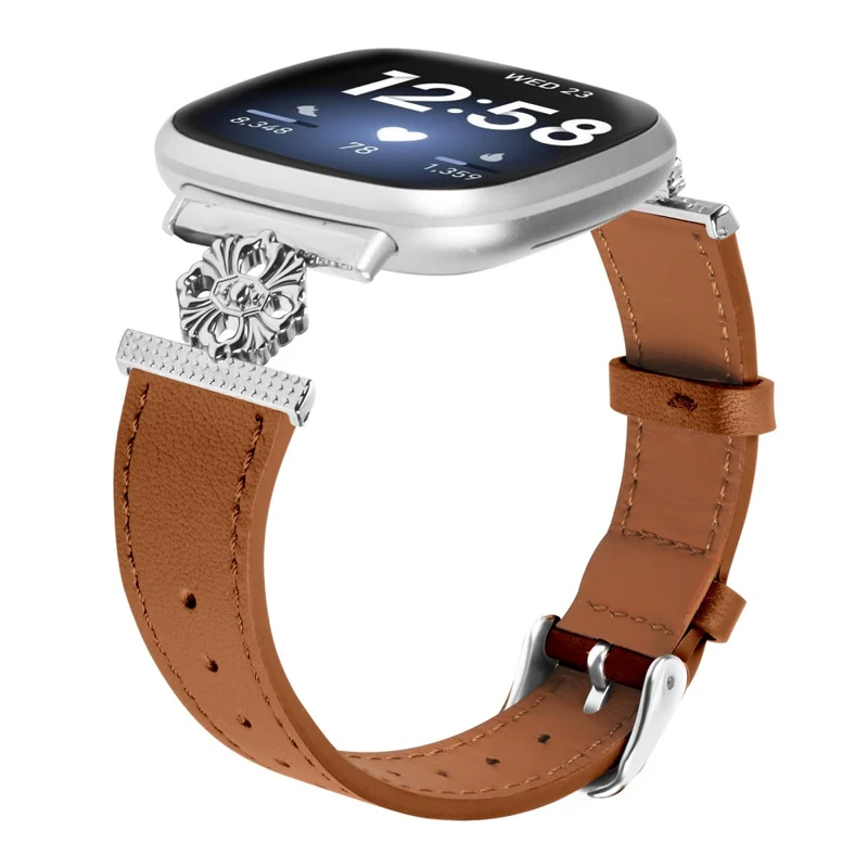 Mega Zäh Fitbit Sense / Fitbit Versa 3 Echtes Leder Und Metall Armband
