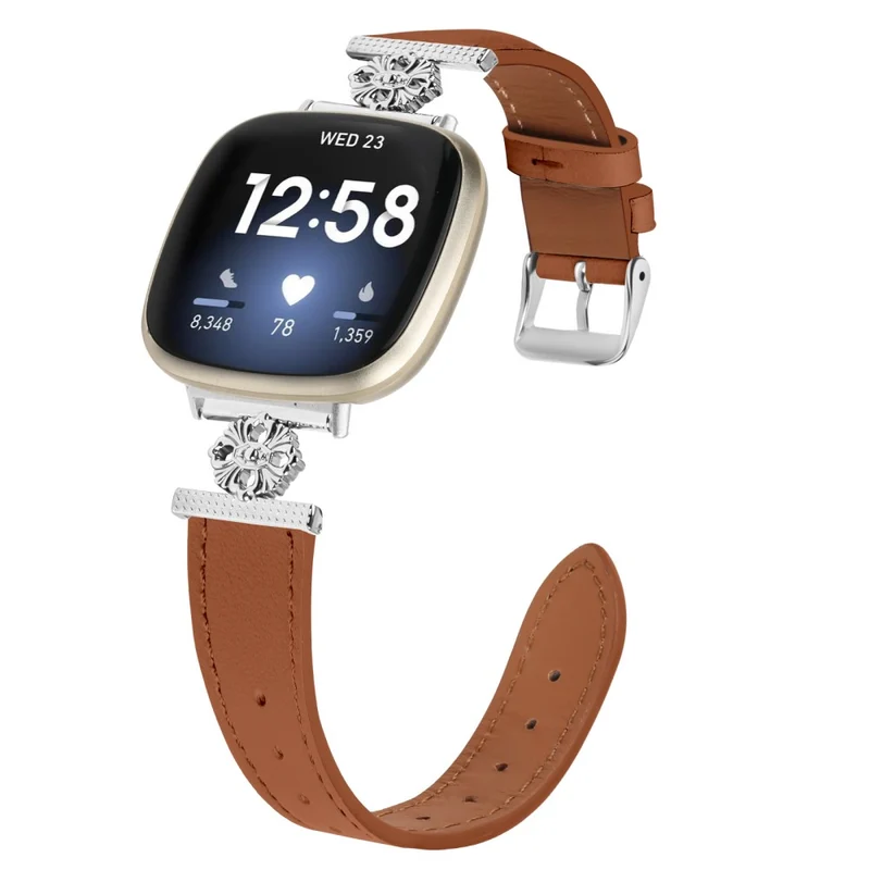Mega Zäh Fitbit Sense / Fitbit Versa 3 Echtes Leder Und Metall Armband