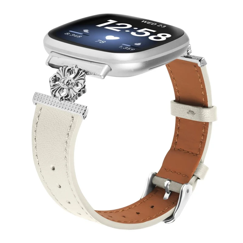 Mega Zäh Fitbit Sense / Fitbit Versa 3 Echtes Leder Und Metall Armband