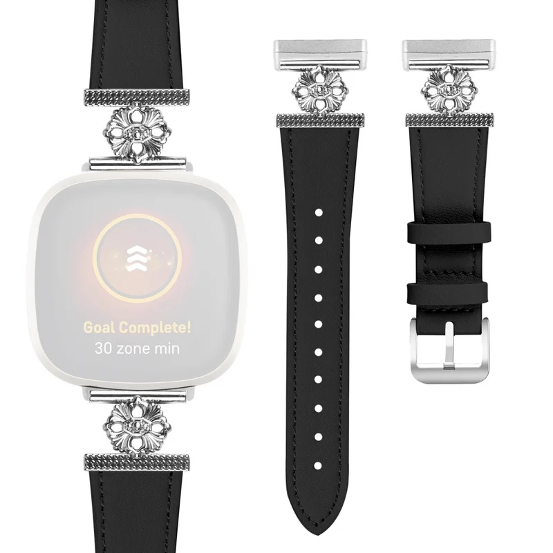 Mega Zäh Fitbit Sense / Fitbit Versa 3 Echtes Leder Und Metall Armband