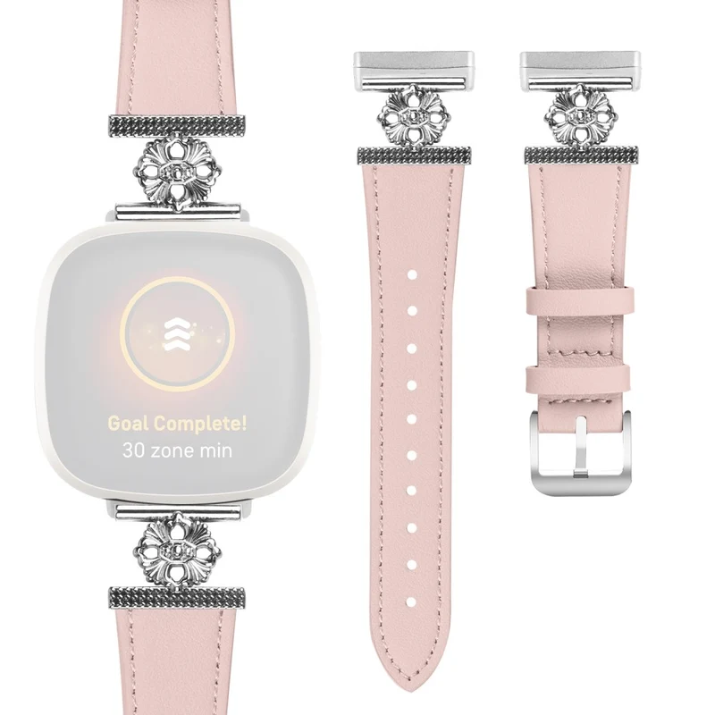 Mega Zäh Fitbit Sense / Fitbit Versa 3 Echtes Leder Und Metall Armband