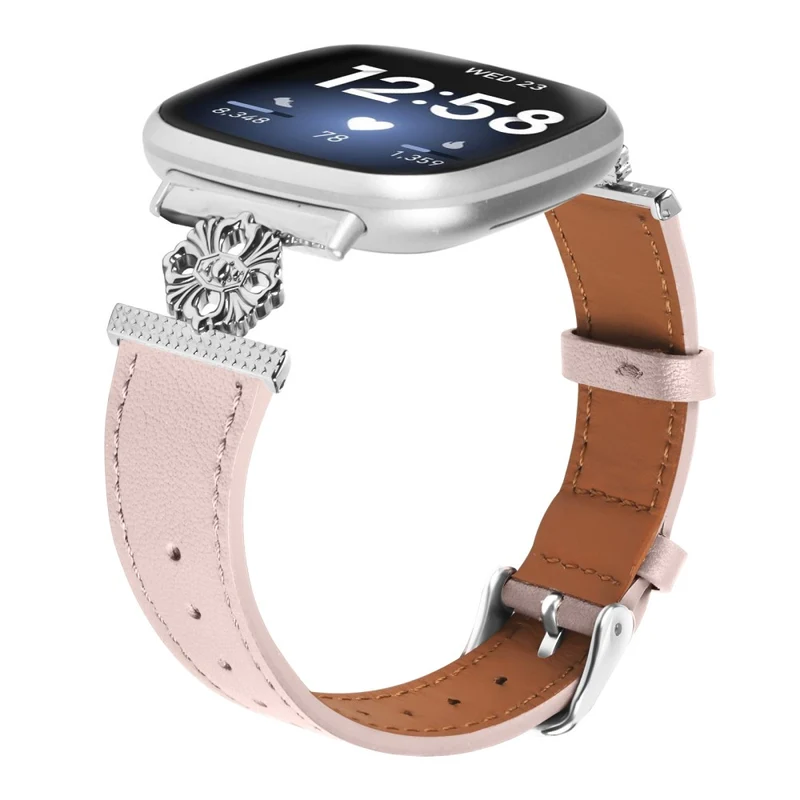 Mega Zäh Fitbit Sense / Fitbit Versa 3 Echtes Leder Und Metall Armband