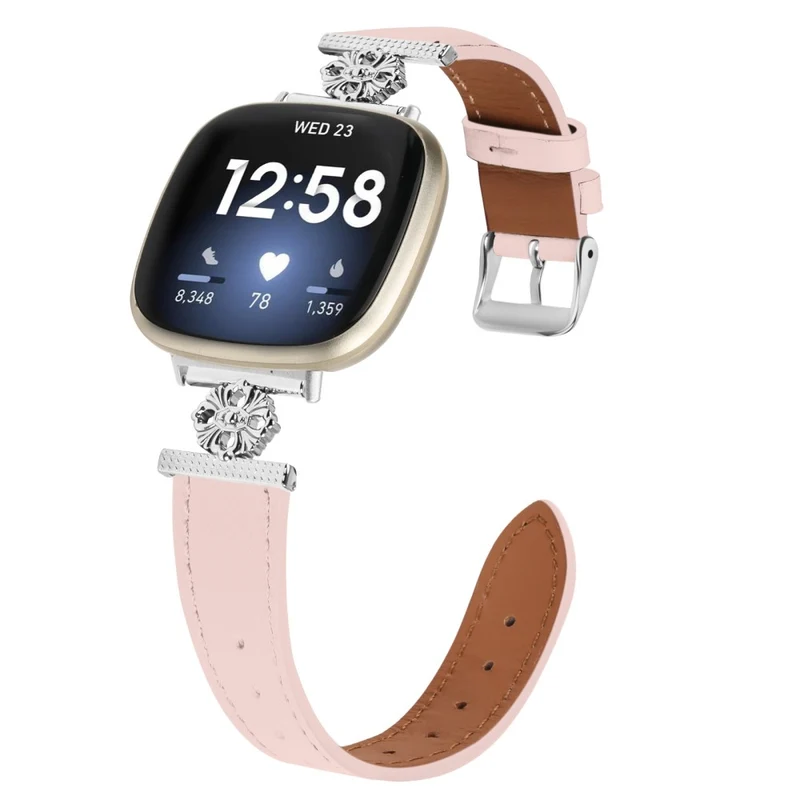 Mega Zäh Fitbit Sense / Fitbit Versa 3 Echtes Leder Und Metall Armband