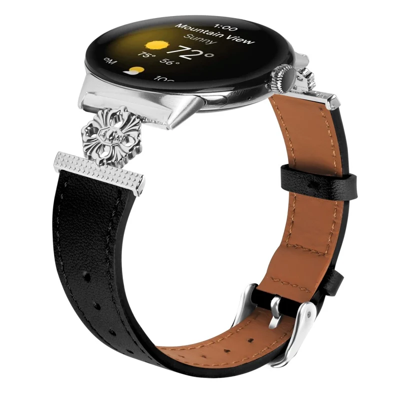 Modisch Google Smartwatch Echtes Leder Und Metall Universell Armband