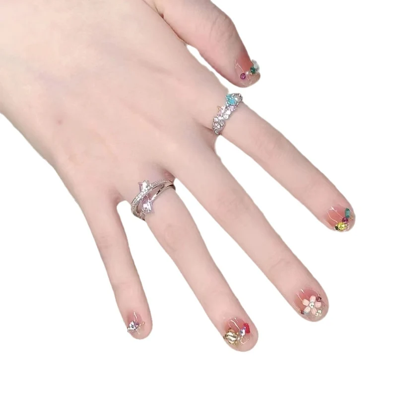 Künstlerisches Floral Press-On Nägel Set
