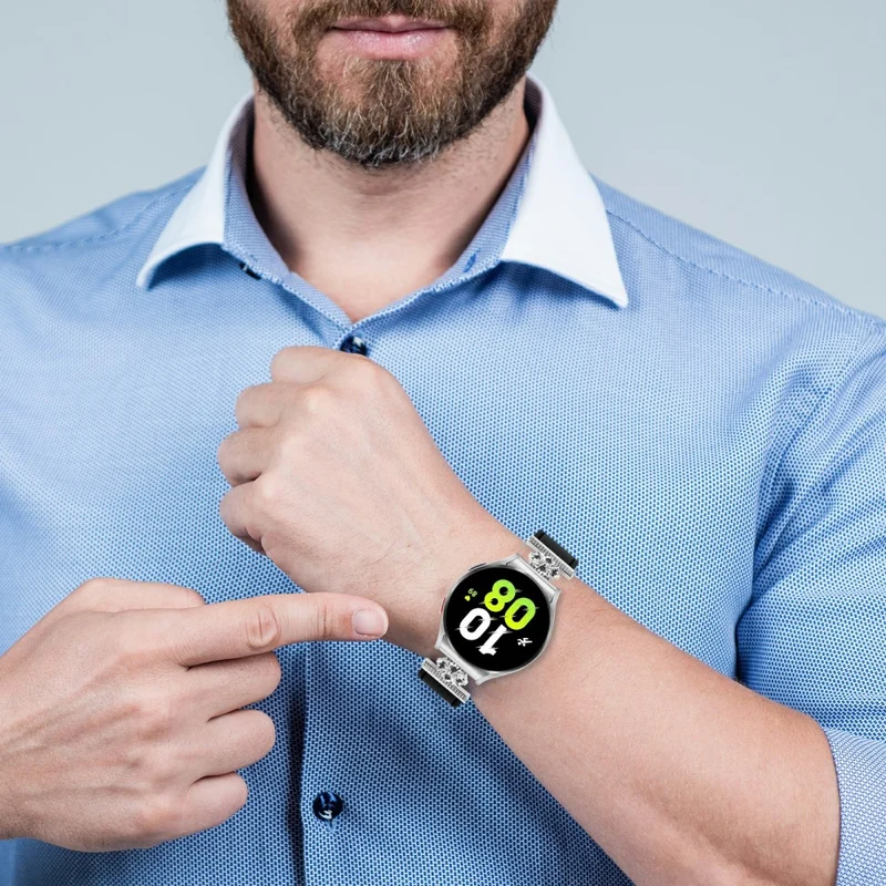 Sehr Angenehm Samsung Smartwatch Echtes Leder Und Metall Universell Armband