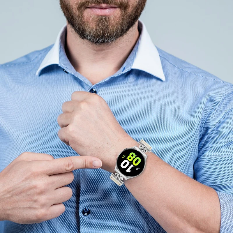 Absolut Elegant Samsung Smartwatch Echtes Leder Und Metall Universell Armband