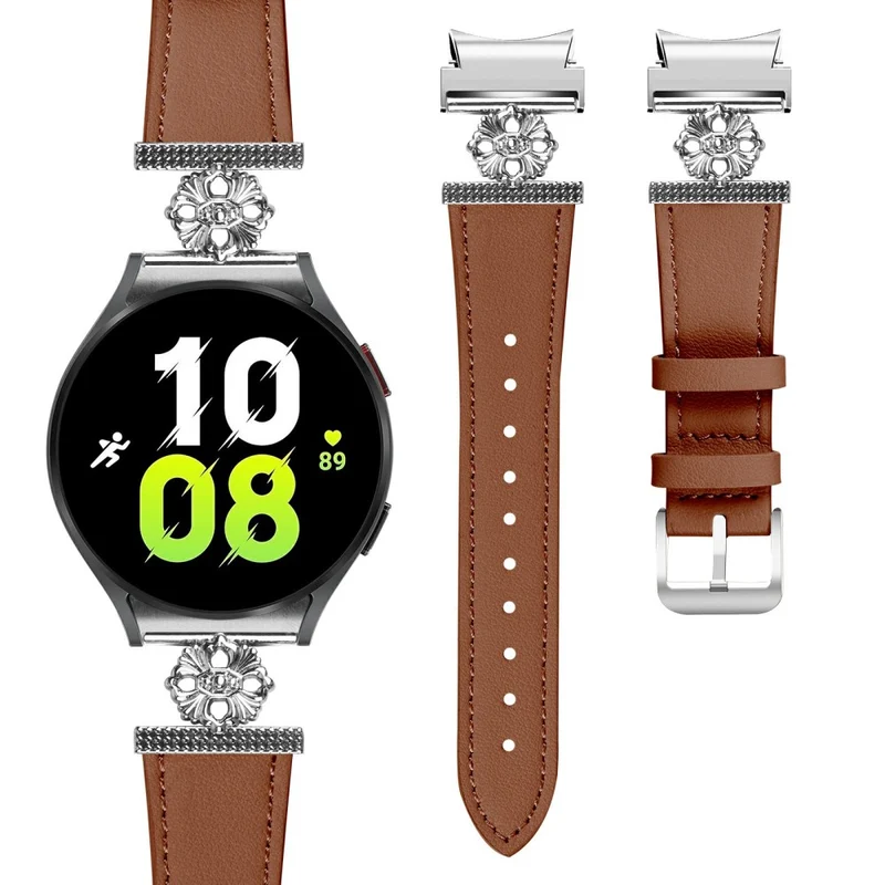 Bemerkenswert Langlebig Samsung Galaxy Watch 7 40mm / Samsung Galaxy Watch 7 44mm Echtes Leder Und Metall Universell Armband